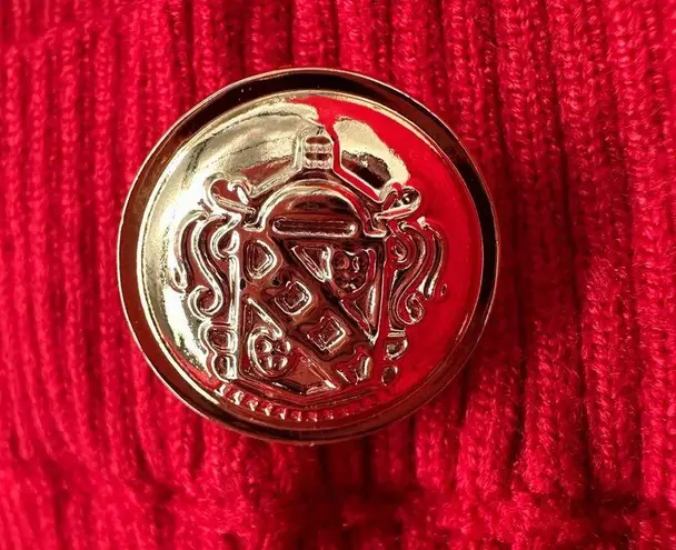 Cider Red Knit Ribbed Maxi Skirt Ornate Buttons Ruffled Mermaid Classic M New