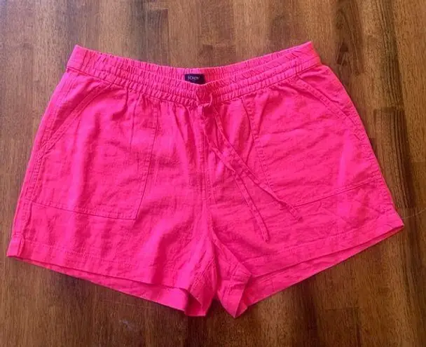 J. Crew Shorts Medium Pink High Waist Casual Linen Blend Preppy Pockets Summer