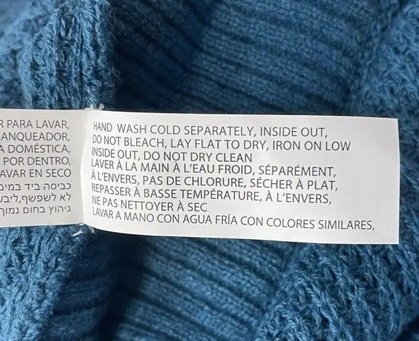 Black Tape SZ X Sweater Dolman Sleeve Chunky Knit Crew Neck Oversized Teal Blue