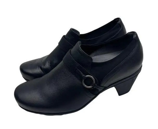Abeo B.I.O SYSTEM Raine Black Leather Comfortable Mule Clog Heel Shoes Size 7.5