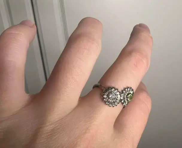 Sunflower Toi Et Moi Diamond Peridot 14k White Gold Ring 5