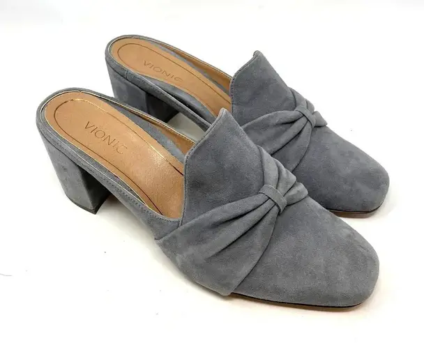 Vionic Plaza Presley Heeled Mules Gray Suede Size US 8.5