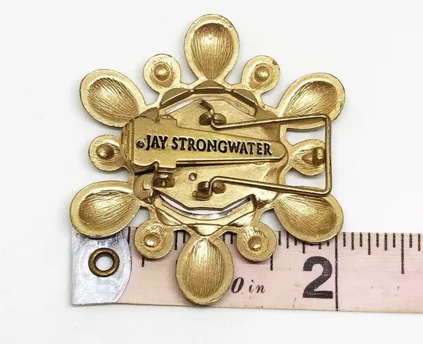 Jay Strongwater Miniature Picture Frame Pin Brooch Gold