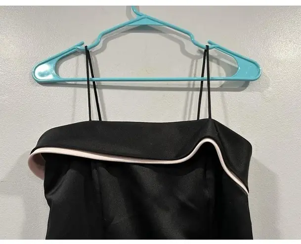 Zum Zum Black Light Pink Bow Split Back Satin Dress Gown 3/4 Vintage VTG