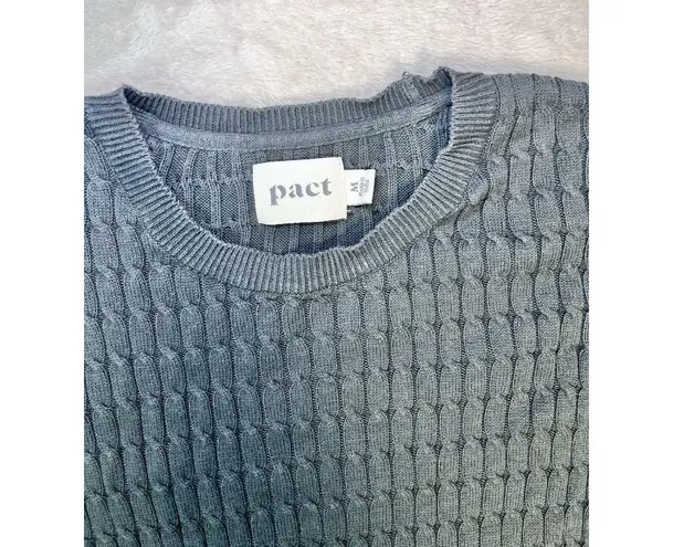 Pact Gray Cable Knit Sweater Women’s M Organic Cotton Pullover Boxy Tunic Size M