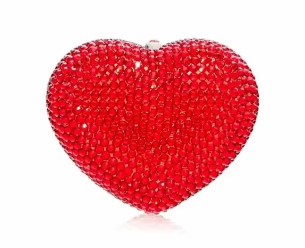 Authentic Judith Leiber RARE Red Crystal Strass Heart & Soul Pill Box