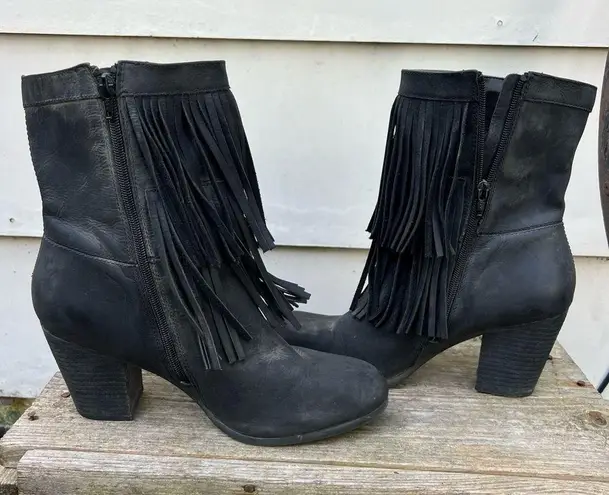 Ralph Lauren Denim&Supply Mina black Leather Fringe Tassel boots 11B Size 11