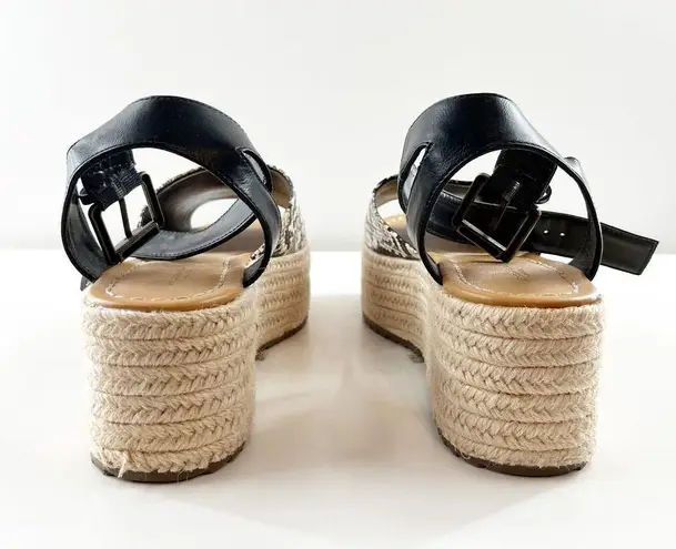 American Eagle  Platform Espadrille Snake Print Sandals Black Cream 9