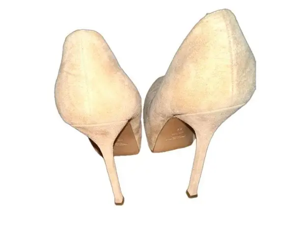 Saint Laurent YSL Yves Tribtoo Beige Suede Platform Pumps Heels