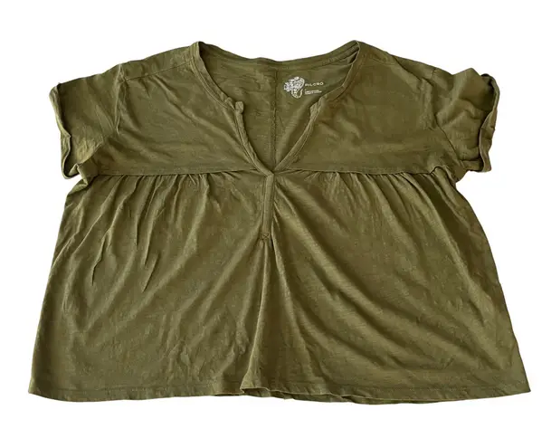 Pilcro Olive Green V-Neck Relaxed Fit Top