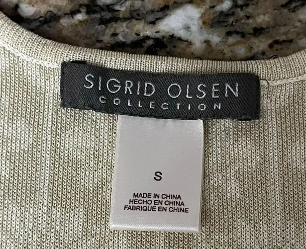 Sigrid Olsen Women's Sleeveless Embellished Knit Floral Crop Top Size Silk S
