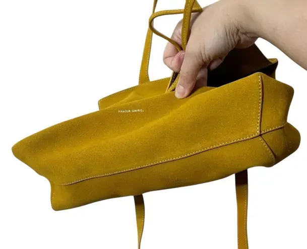 Mansur Gavriel Lady Bag Mustard Yellow Suede Top Handle Adjustable Strap