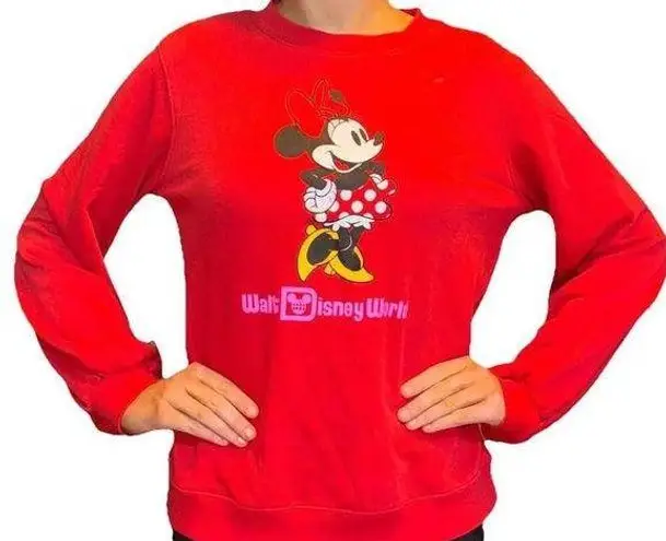 Minnie Mouse Walt Disney World Preppy Lounge Active Red Sweatshirt Top Small
