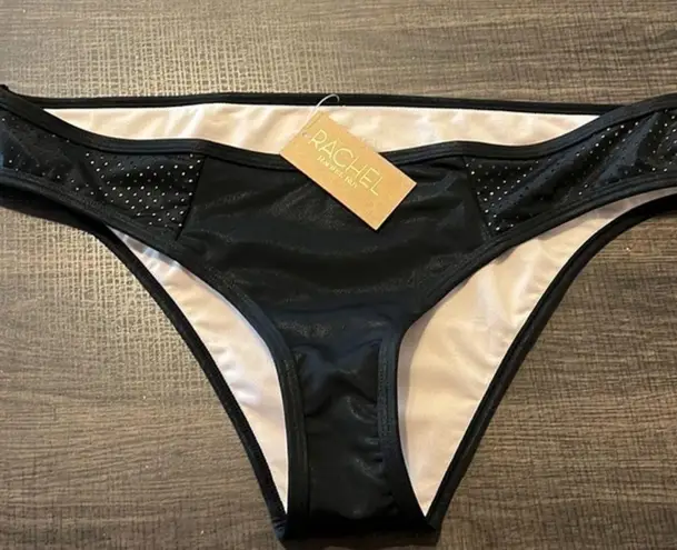 Rachel Roy Black Laser Mesh Bikini Bottoms Size XL NWT