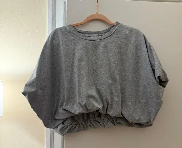 grey lab Grey Poplin Puff Cropped Shirt