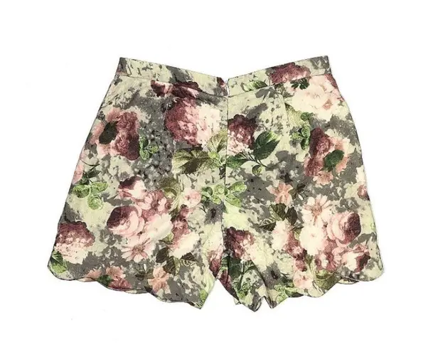 Lucca Couture (Revolve) Scallop hem floral high waisted dressy shorts