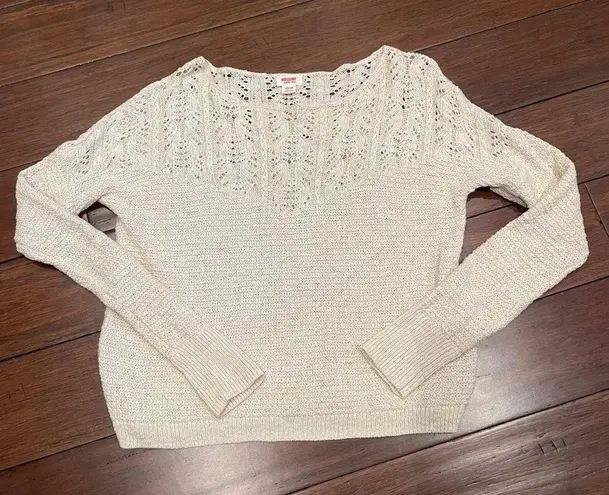 Mossimo Cream Crochet Knit Long Sleeve Sweater Extra Small Size XS