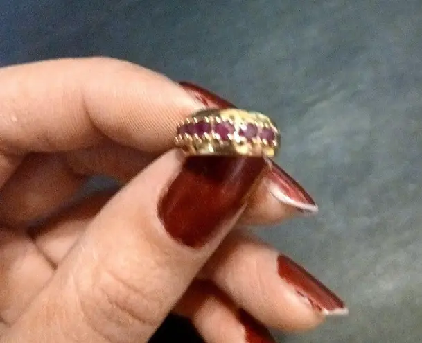 Ruby 925 gold plated hoop earrings Red