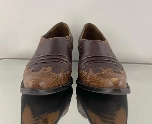 Matisse Footwear MATISSE Vintage Brown Leather Western Pointed Toe Slip On Heel Mule Ankle Boots