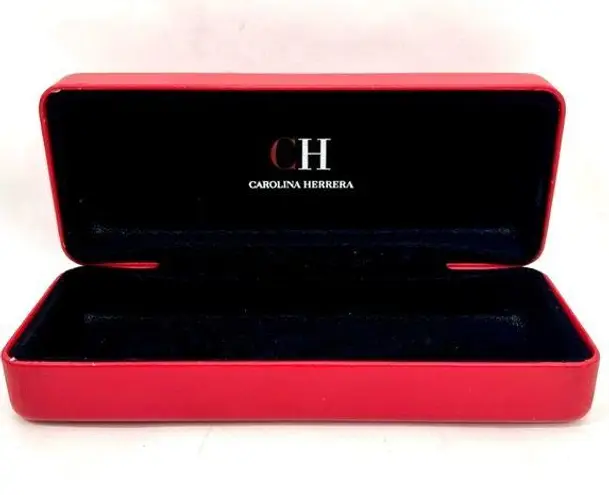 Carolina Herrera  Glasses Case Red Leather Hard Shell w/Black Velvet Lining