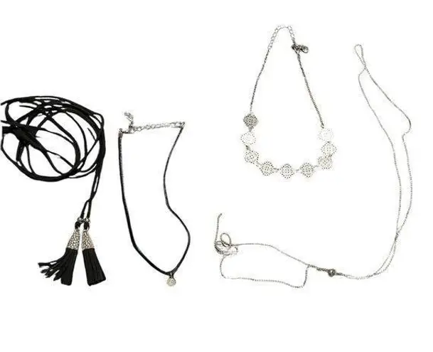 Elegant Silver and Black Necklace Set