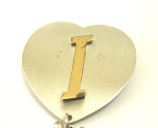 Vintage 50s Heart Bowling Pin Initial I Silver
