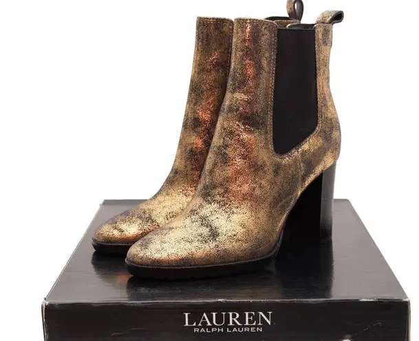 Ralph Lauren NWT‎  Black Bronze Distressed Metallic Mylah Boots Size 7.5