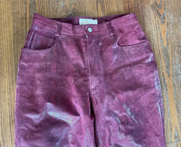 Vintage Margaret Godfrey High Rise Burgundy/Red 100% Leather Suede Pants, sz 12 Red