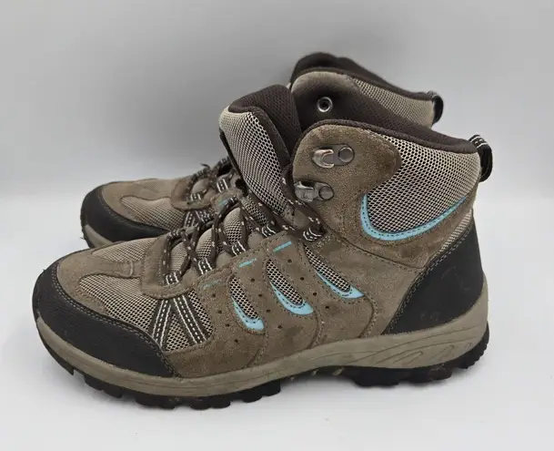 Denali Women's 7.5 Outback Mid Hiking Boot Brown/Blue Leather Suede EUC