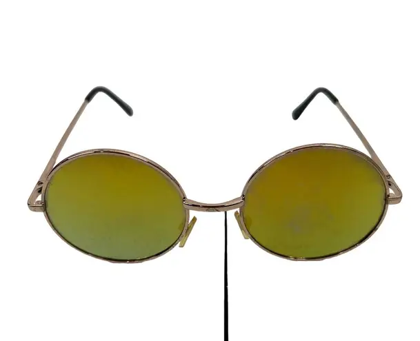 Vtg Mirrored Round Glasses Fashion 80’s John Lennon Punk Gradient Steampunk Gold