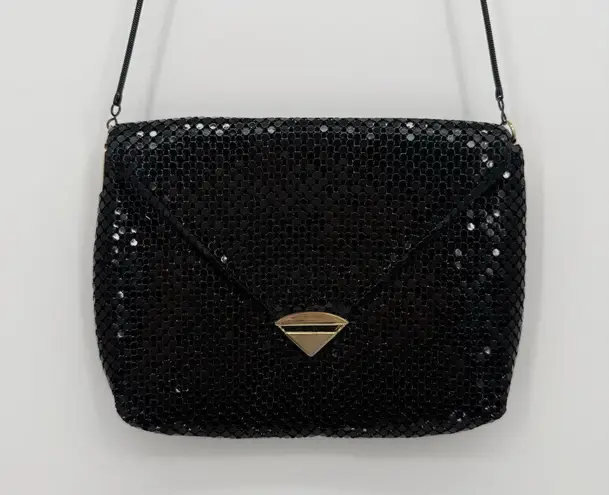 Vintage Black Mesh Metal Crossbody Purse Evening Formal