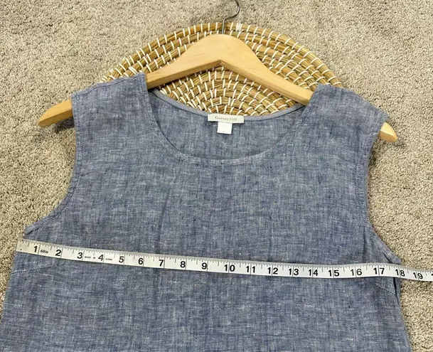 Garnet Hill Women’s Linen Tunic Top Asymmetrical Sleeveless in Chambray Blue 8