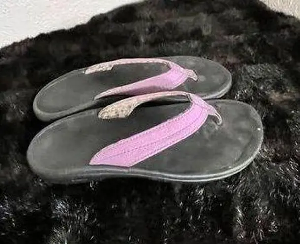 Olukai  Ohana Mauve/Black Flip Flop Comfort Sandal Women's size 8