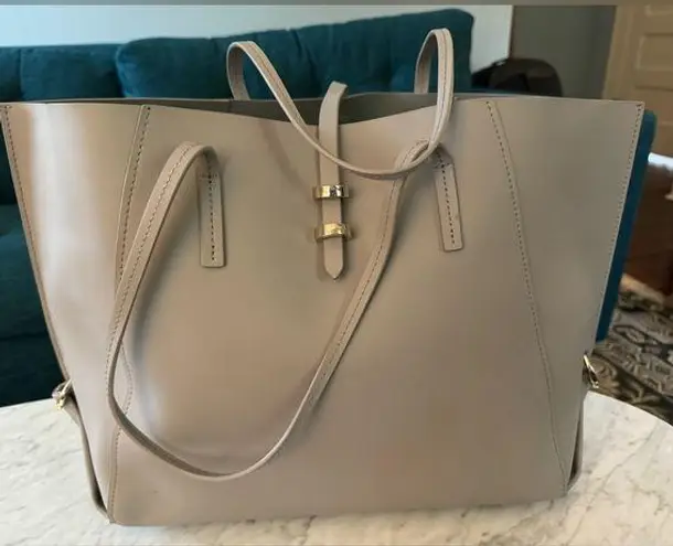 Zac Posen ZAC Eartha Folded Gusset Leather Tote in Dust / silver hardware