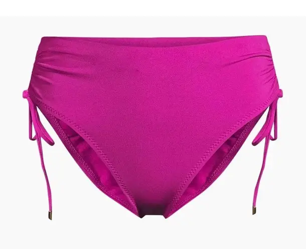 Robin Piccone Aubrey Fuchsia Pink High-Rise Drawstring Bikini Swim Bottoms Small