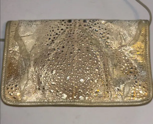 CARLOS FALCHI CREAM AND GOLD ANIMAL SKIN CROSSBODY ONE OF A KIND AND VINTAGE