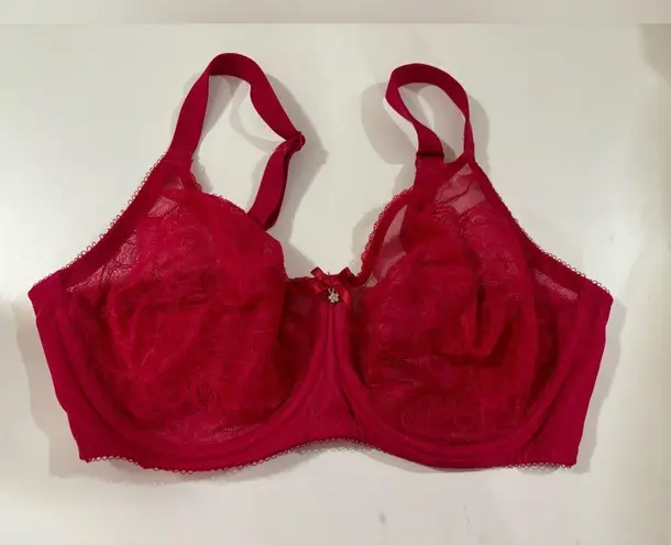 Wacoal  Barbados Cherry Red Retro Chic Full Figure Underwire Lace Bra 34DD