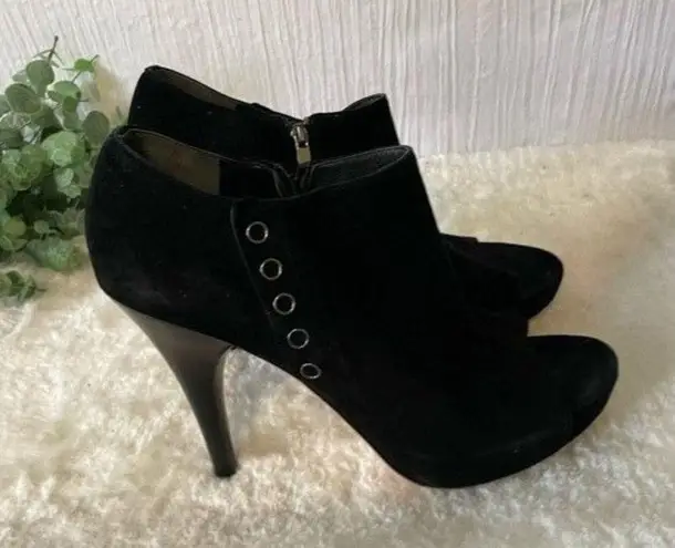 via spiga  Open Toe Ankle Booties Black Suede 10