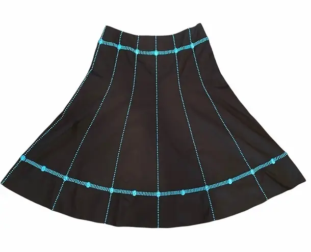 Carlisle Vintage Turquoise Beaded Bohemian Midi Skirt Size 6