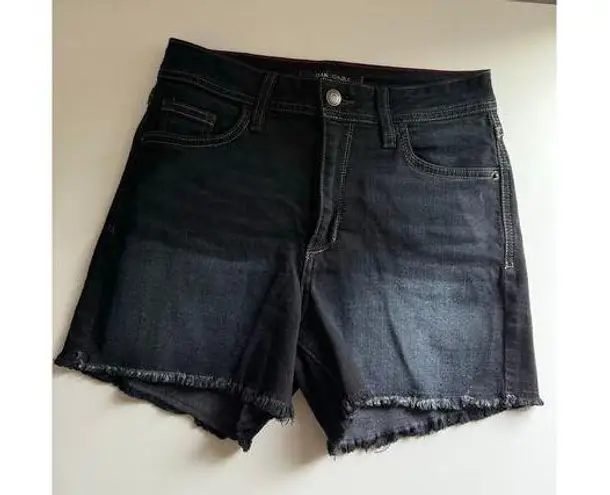 $86 New Fran Denim Amy High Rise Shorts Dark Wash