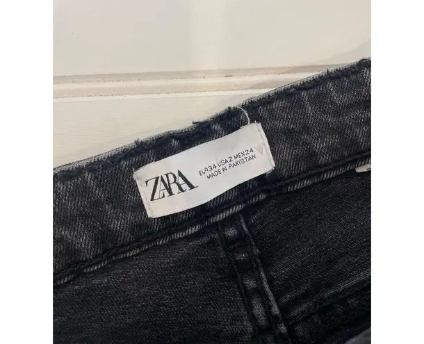 ZARA NWOT  Black High Rise The Skinny Slit Hem Jeans Womens Size 2