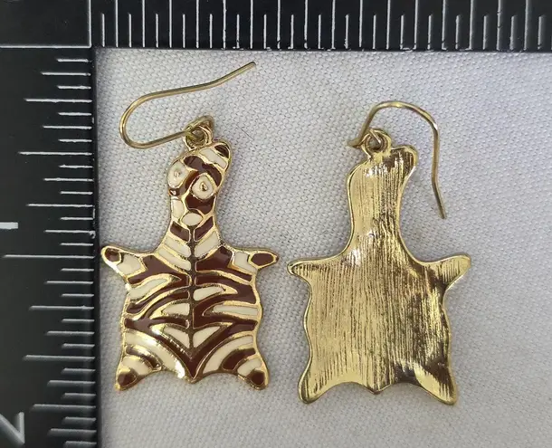 Vintage Brown with White Zebra Print Necklace And Earrings Set