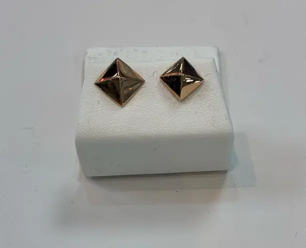 14k Solid Rose Gold Pyramid Stud Earrings