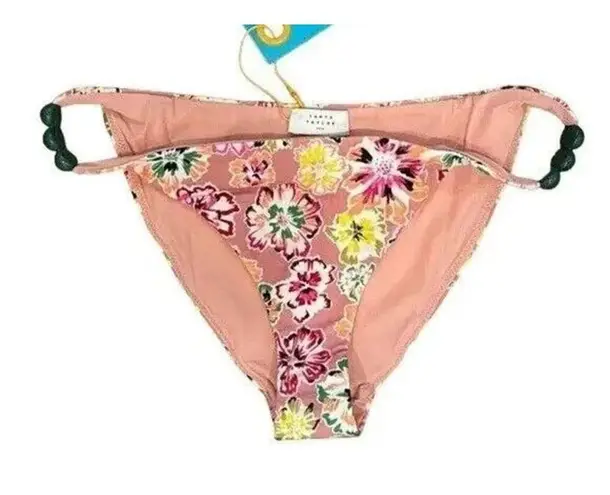 Tanya Taylor NWT Tia Bikini Bottom Floral Dahlia Beaded Hips Swim S Pink Rose