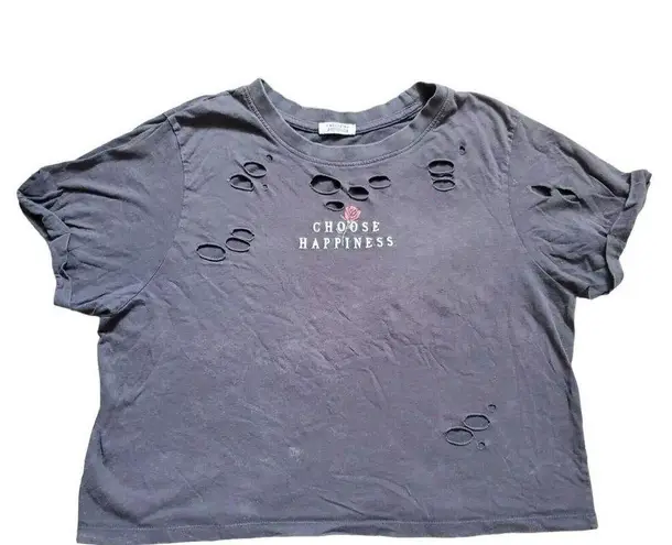 Messy Bun Just Chillin Shirt Women Medium Distressed Pierced Shred Short Sleeves