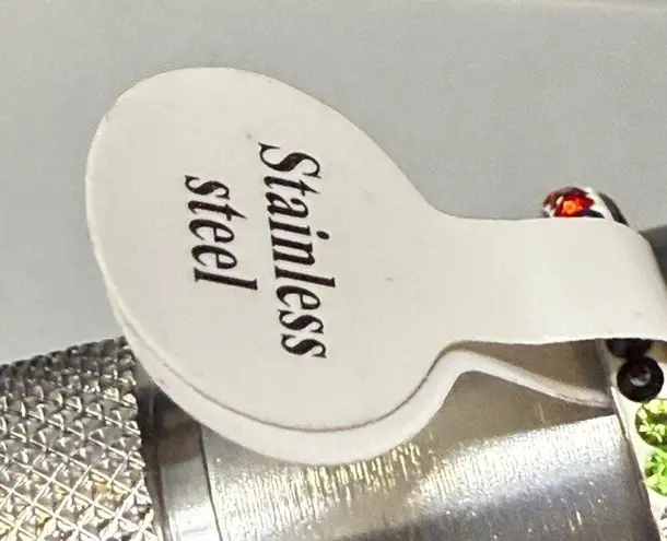 Fashion Ring Multicolor Rhinestone Infinity Band Size 9.25 Stainless Steel 19mm