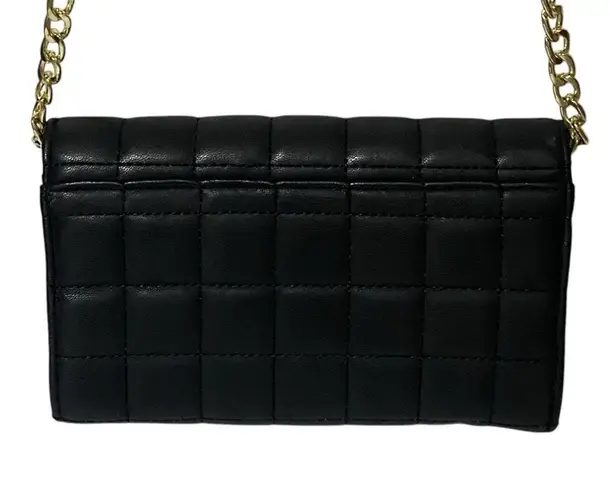 Mossimo Black Quilted Crossbody Bag Gold Chain Small Purse Wallet