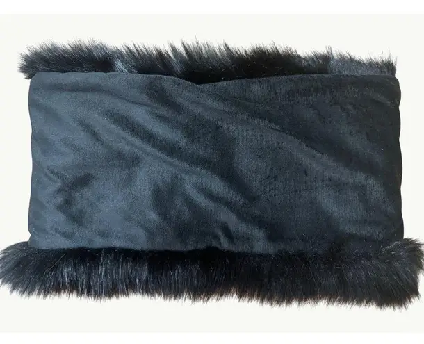 CCC Faux Fur Black Neck Warmer Scarf Muffler All Polyester For Women One Size
