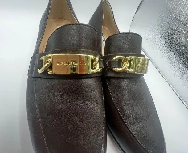 Karl Lagerfeld Cabana brown leather loafers Women’s size 6