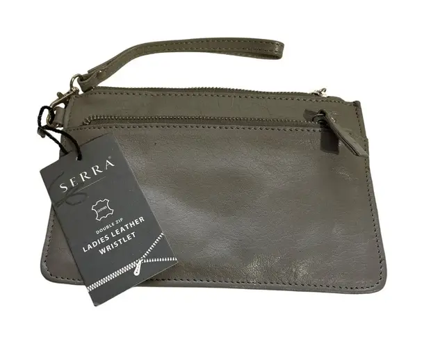 Serra Ladies Leather Wristlet By With Double Zip & Pocket Compartments - Image 1
